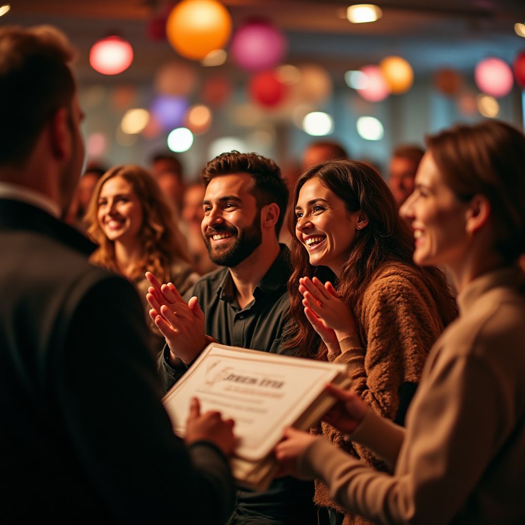 Celebración de logros con clientes